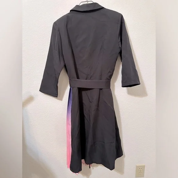 CHICME Blazer Ombré Pleated Wrap Knee Length Dress NWOT - Picture 6 of 15